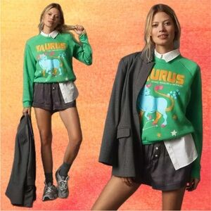 Anthropologie Midnight Rider Green Taurus Carolita Zodiac Sweatshirt Women’s XL